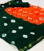 Orange woven cotton silk saree with blouse