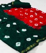 Red woven cotton silk saree with blouse