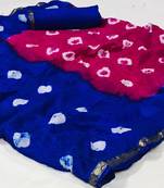 Pink woven cotton silk saree with blouse