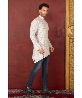 white embroidered Cotton men kurtas 2