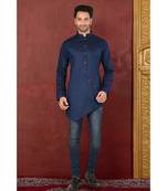blue embroidered Cotton men kurtas