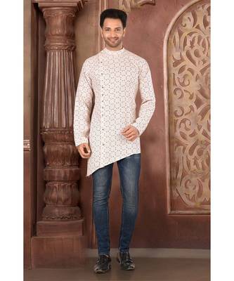 white embroidered Cotton men kurtas 1