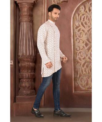 white embroidered Cotton men kurtas 2