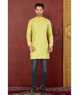 green embroidered Cotton men kurtas 1