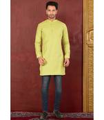 green embroidered Cotton men kurtas