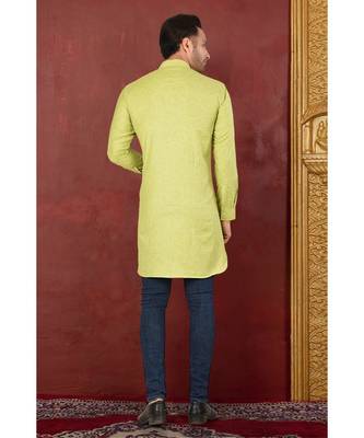 green embroidered Cotton men kurtas 3