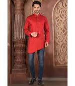 red embroidered Cotton men kurtas