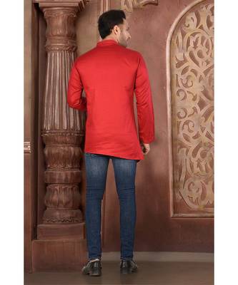 red embroidered Cotton men kurtas 3