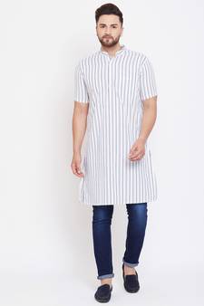 White plain pure cotton men-kurtas