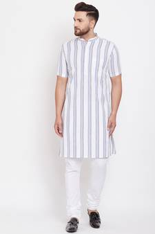White plain pure cotton men-kurtas