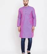 Purple plain pure linen men-kurtas