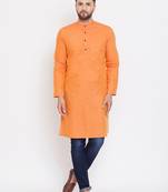 Pink plain pure linen men-kurtas
