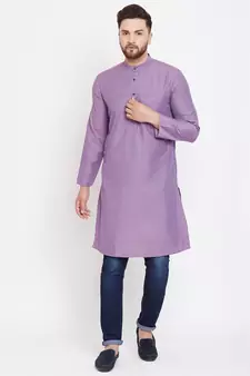 Purple plain pure cotton men-kurtas
