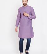 Purple plain pure cotton men-kurtas