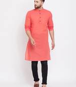Pink plain pure cotton men-kurtas