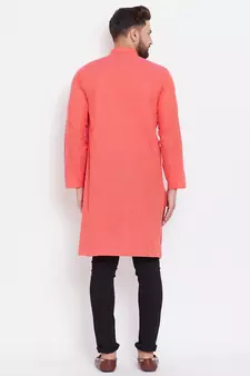 Pink plain pure cotton men-kurtas