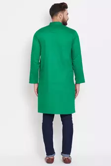 Green plain pure cotton men-kurtas