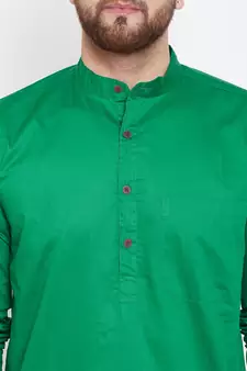 Green plain pure cotton men-kurtas