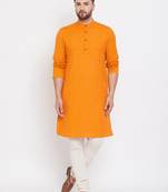 Yellow plain pure cotton men-kurtas