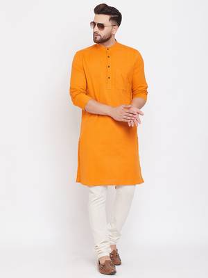 Yellow plain pure cotton men-kurtas 2