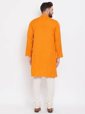 Yellow plain pure cotton men-kurtas 3