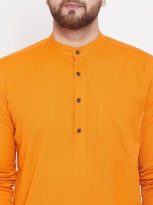 Yellow plain pure cotton men-kurtas 5