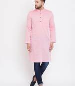 Pink plain pure cotton men-kurtas