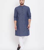 Blue woven pure cotton men-kurtas