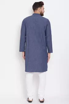 Blue woven pure cotton men-kurtas