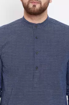 Blue woven pure cotton men-kurtas