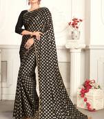 Black plain lycra saree with blouse