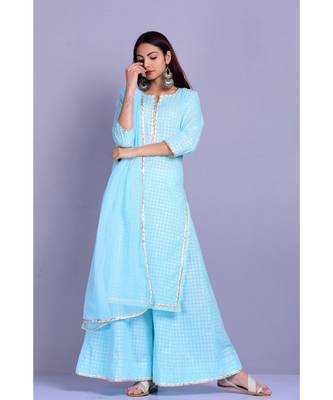 Turquoise And White Garara Set 1