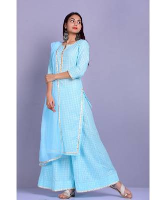 Turquoise And White Garara Set 2
