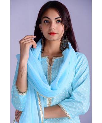 Turquoise And White Garara Set 3