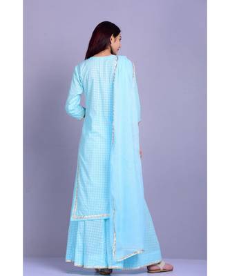 Turquoise And White Garara Set 4