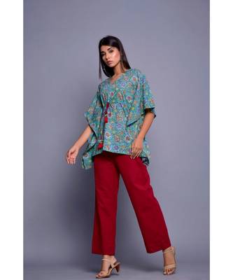 Green And Maroon Kaftan Co-Ord Set 1