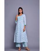 White and Sea green 2 piece suit set