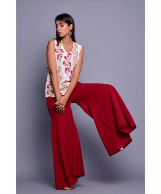 Maroon and White Co-ord Set 1