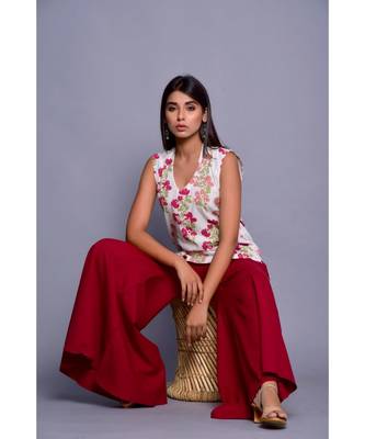 Maroon and White Co-ord Set 2