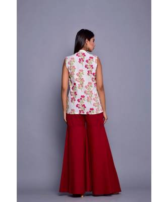 Maroon and White Co-ord Set 4