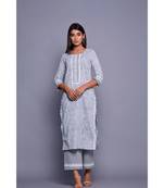 Grey handblock lace set