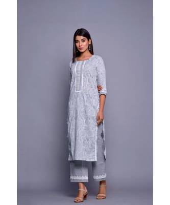 Grey handblock lace set 2