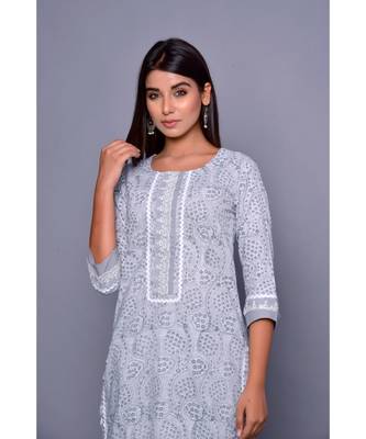 Grey handblock lace set 3
