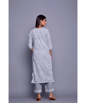 Grey handblock lace set 4