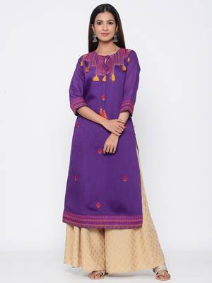 Purple printed chanderi kurtas-and-kurtis 1