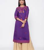 Purple printed chanderi kurtas-and-kurtis