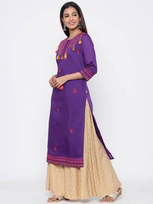 Purple printed chanderi kurtas-and-kurtis 3
