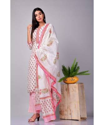 Off white and Pink Chanderi silk Suit Set 2