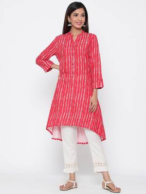 Red printed rayon kurtas-and-kurtis 1