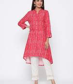 Red printed rayon kurtas-and-kurtis